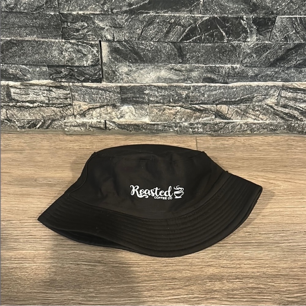 NWOT Black Bucket Hat with “Roasted Coffee Co.” embroidered logo‎